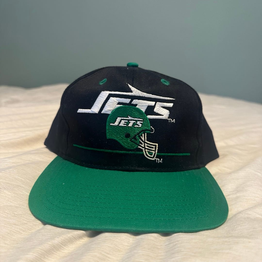 Vintage New York Jets Eastport Team NFL Snapback Hat Black Green 90s Football Cap