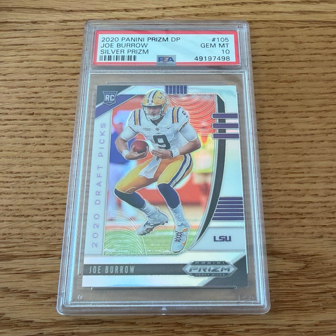 2020 Panini Prizm Draft Picks #105 Joe Burrow Silver Prizm RC — PSA 10 Gem Mint