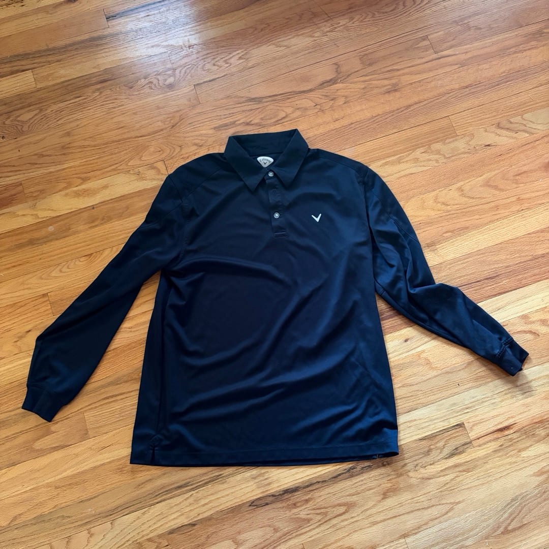 Callaway Long Sleeve Golf Polo – Black, Size L