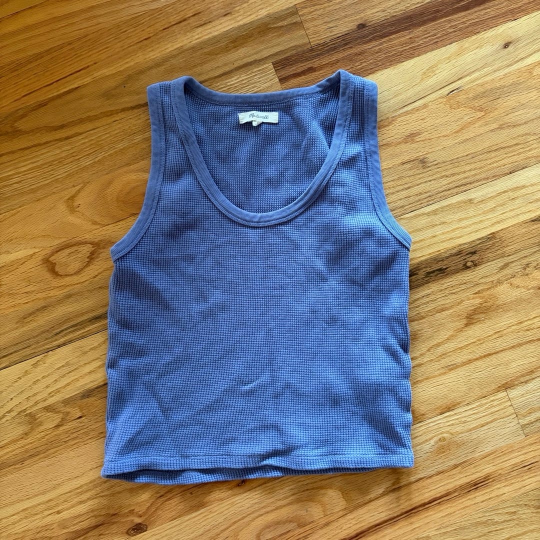 Madewell Waffle Knit Scoop Crop Tank – Periwinkle, Size S