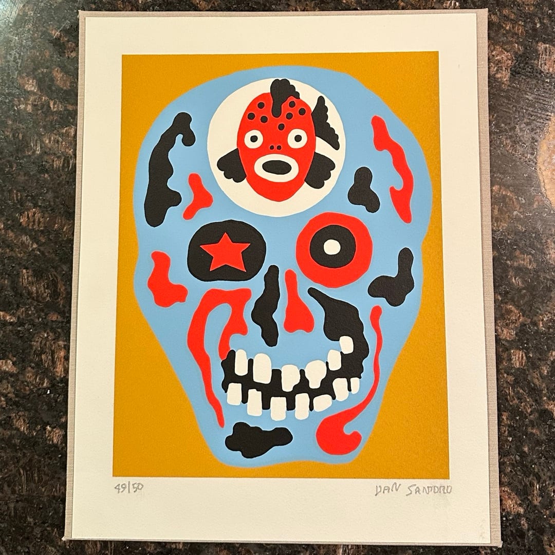 Original 49/50 Dan Santoro Fish Skull Print 10.5”x13.5”