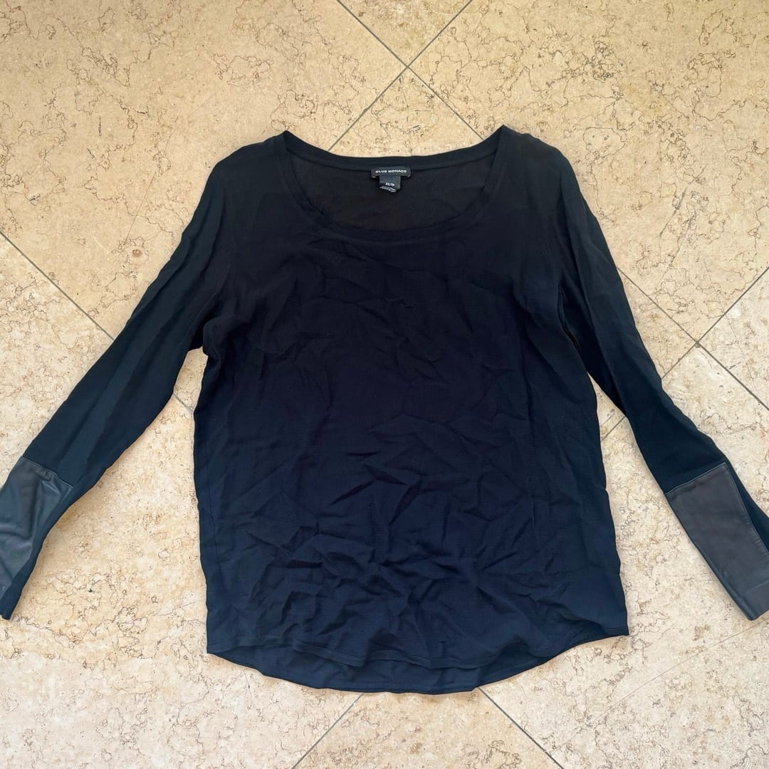 Club Monaco Silk & Leather Blouse