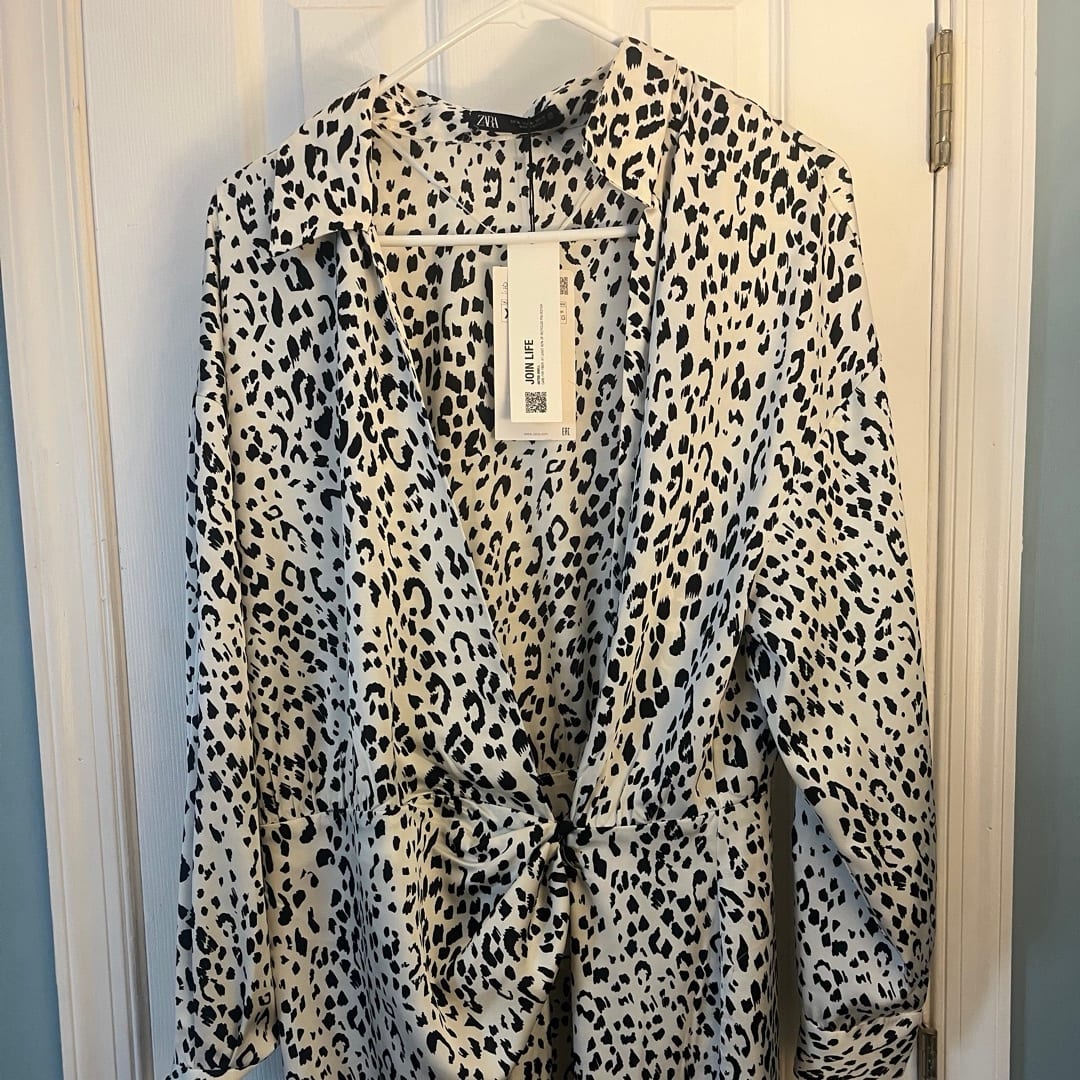 Zara Leopard Print Satin Dress