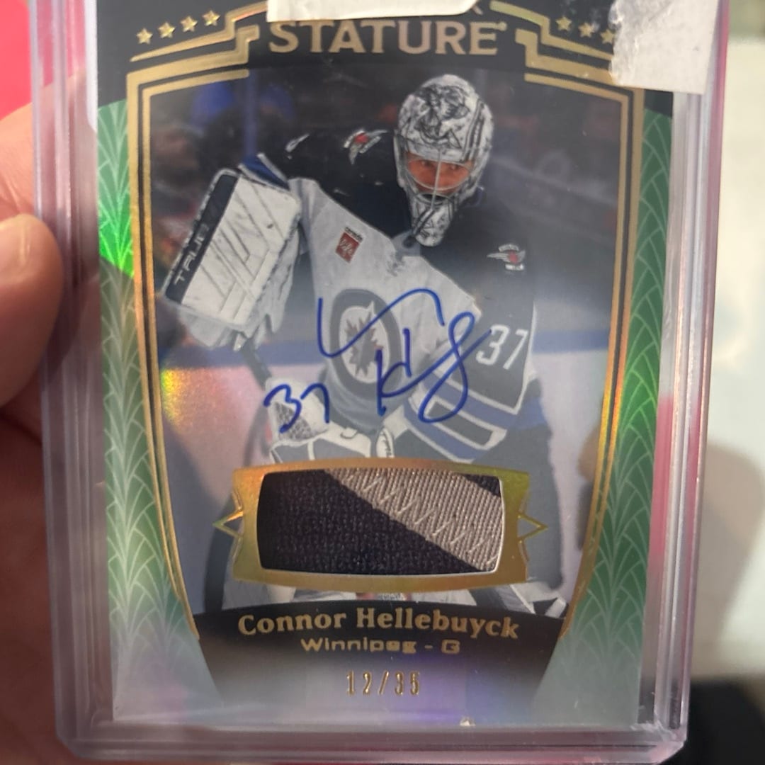 Connor Hellebuyck Stature Autographed Jersey Card 12/35