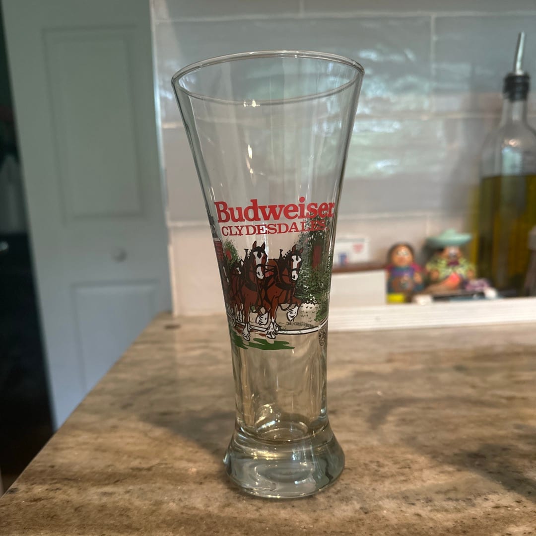 1991 Vintage Budweiser Clydesdales Pilsner Glasses