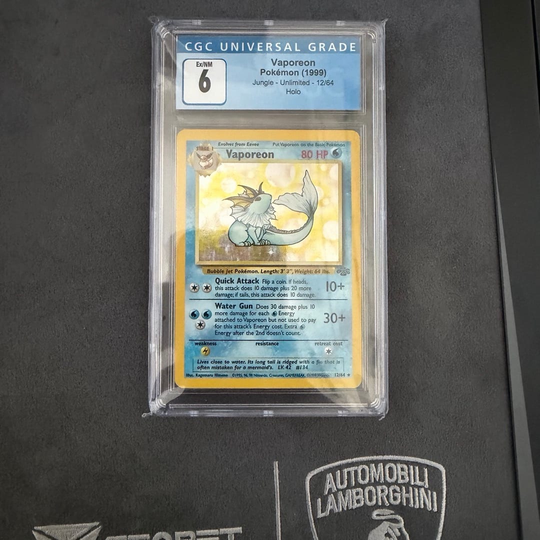 1999 Pokémon Jungle Unlimited Vaporeon Holo (12/64) in a CGC EX/NM 6