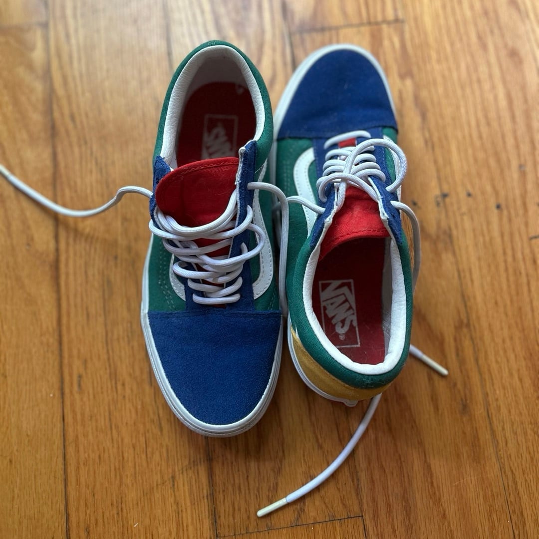 Vans Old Skool Yacht Club Blue, Green, Yellow & Red Skate Shoes Size W 9.5 M 8